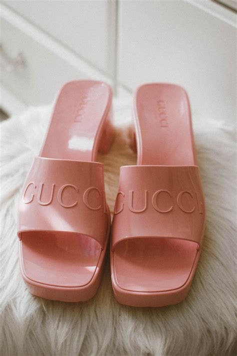 gucci womens rubber slide pink fake|gucci slides women pink.